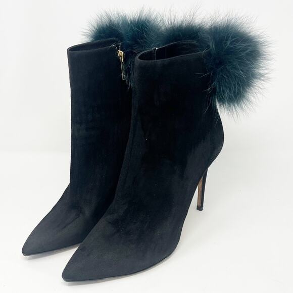 Jimmy Choo Boots Tesler Suede Pom Pom Ankle Booties - Picture 3 of 10